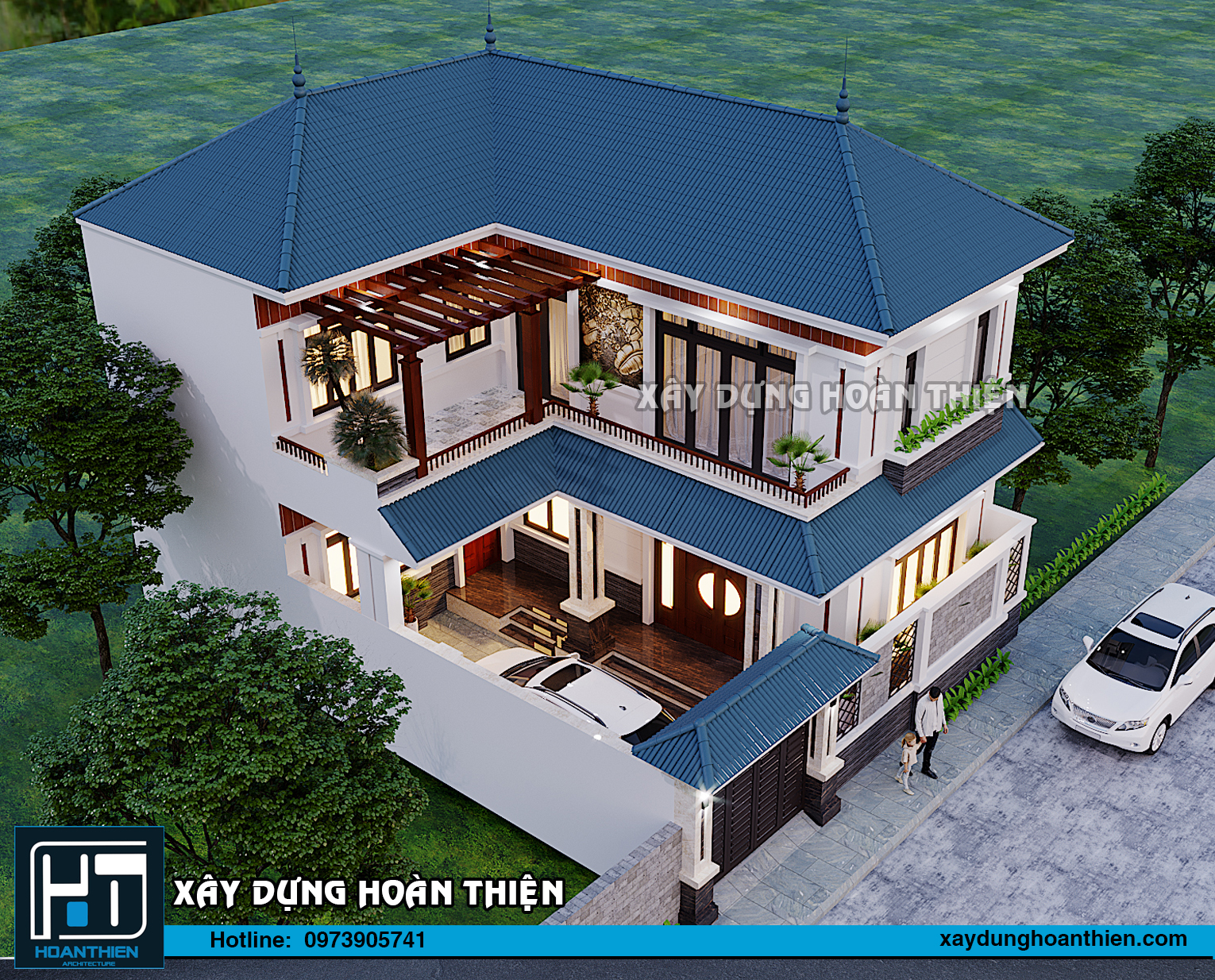 Thiết kế biệt thự mái thái 2 tầng  đẹp , đẳng cấp